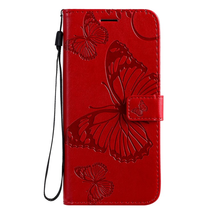 Imprint Butterfly Leather Case for Samsung Galaxy A71 - Red-2