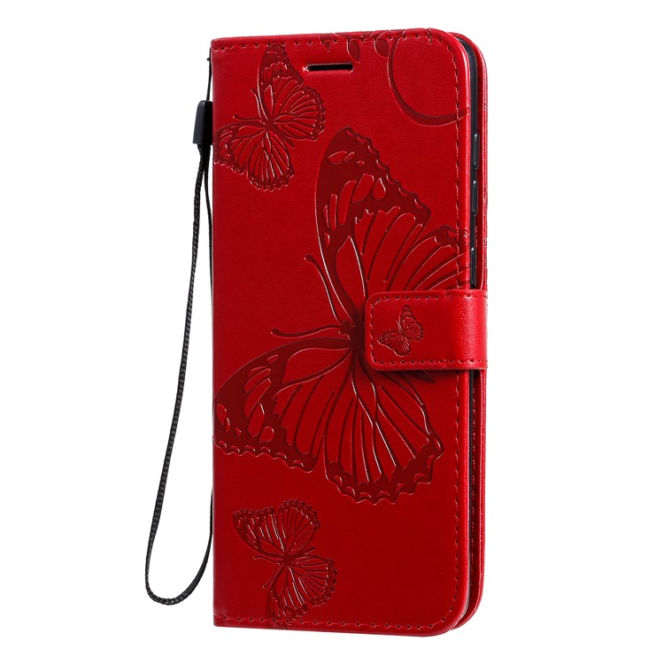 Impresión de KT Flower Series-2 Impresión Case de Cuero de Mariposa Para Samsung Galaxy A71 - Rojo