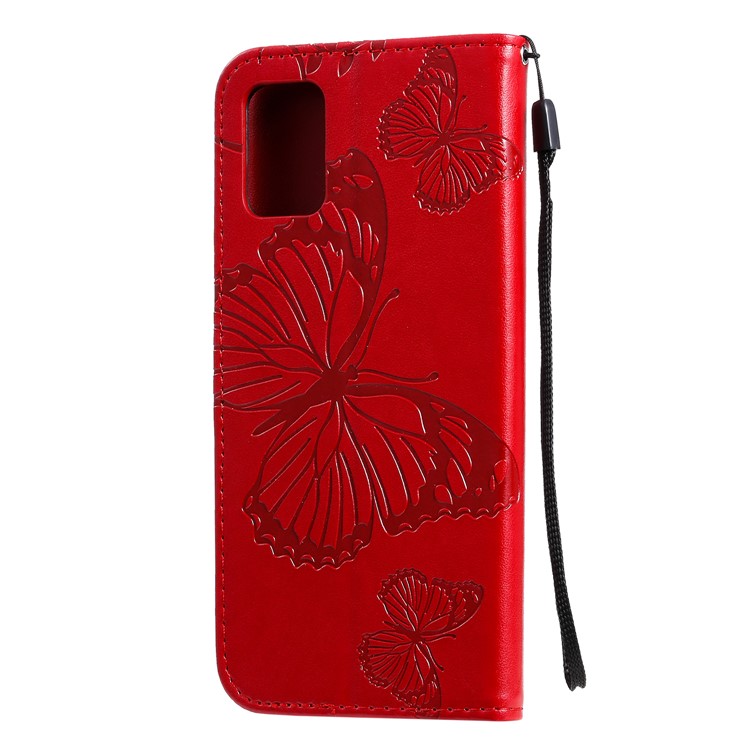Imprint Butterfly Leather Case for Samsung Galaxy A71 - Red-4