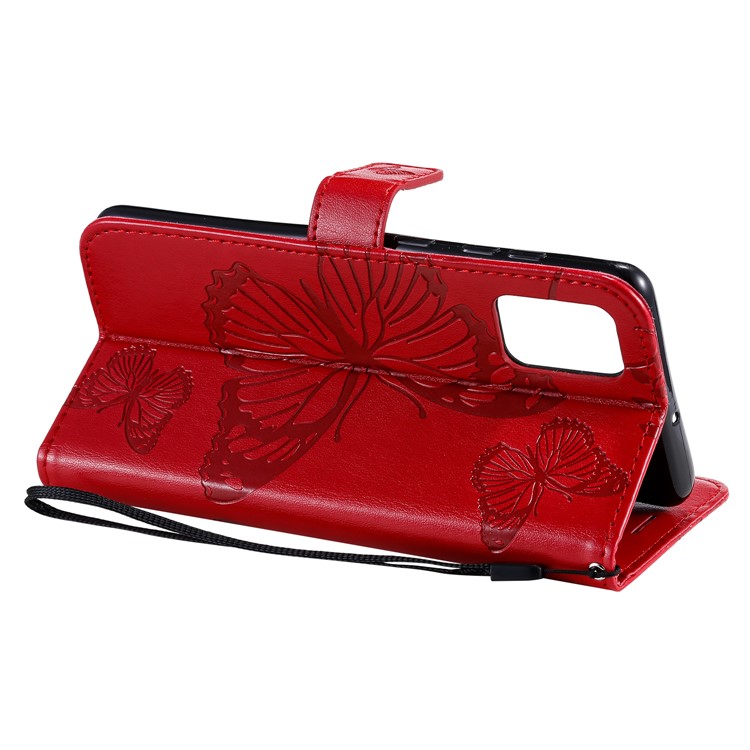 Imprint Butterfly Leather Case for Samsung Galaxy A71 - Red-6