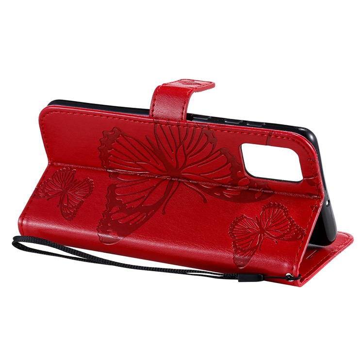 Impresión de KT Flower Series-2 Impresión Case de Cuero de Mariposa Para Samsung Galaxy A71 - Rojo