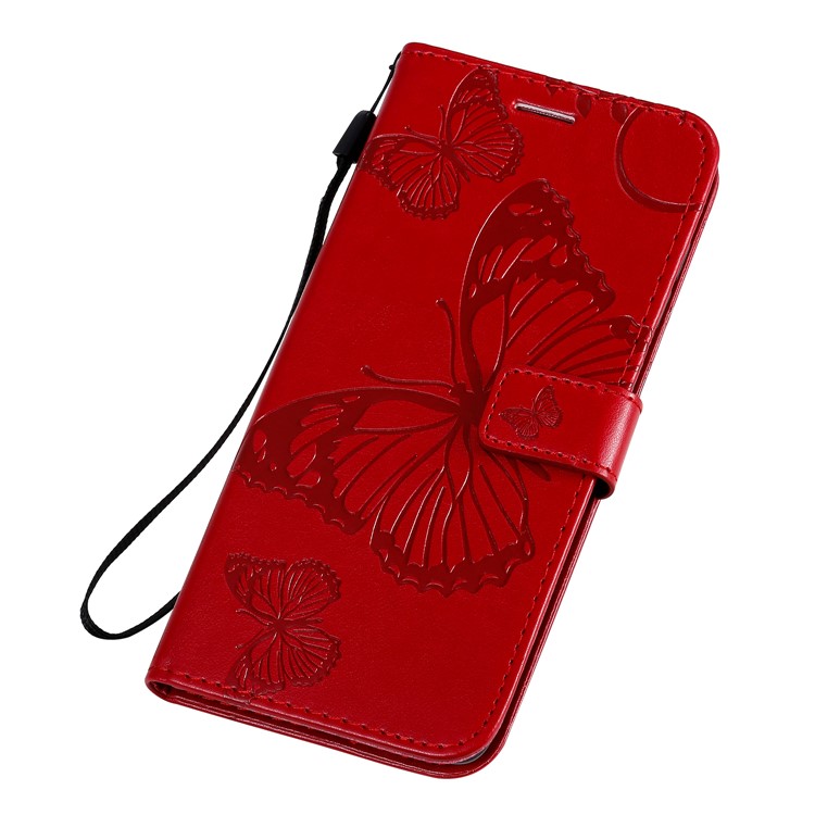 Imprint Butterfly Leather Case for Samsung Galaxy A71 - Red-8