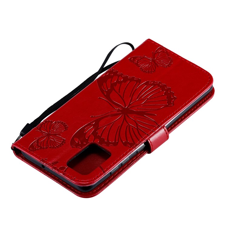 Impresión de KT Flower Series-2 Impresión Case de Cuero de Mariposa Para Samsung Galaxy A71 - Rojo