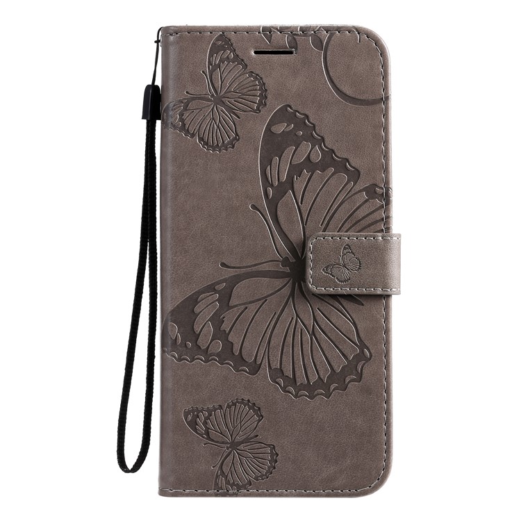 KT Imprinting Flower Series-2 Imprint Butterfly in Pelle Custodia Per Samsung Galaxy A71 - Grigio-2