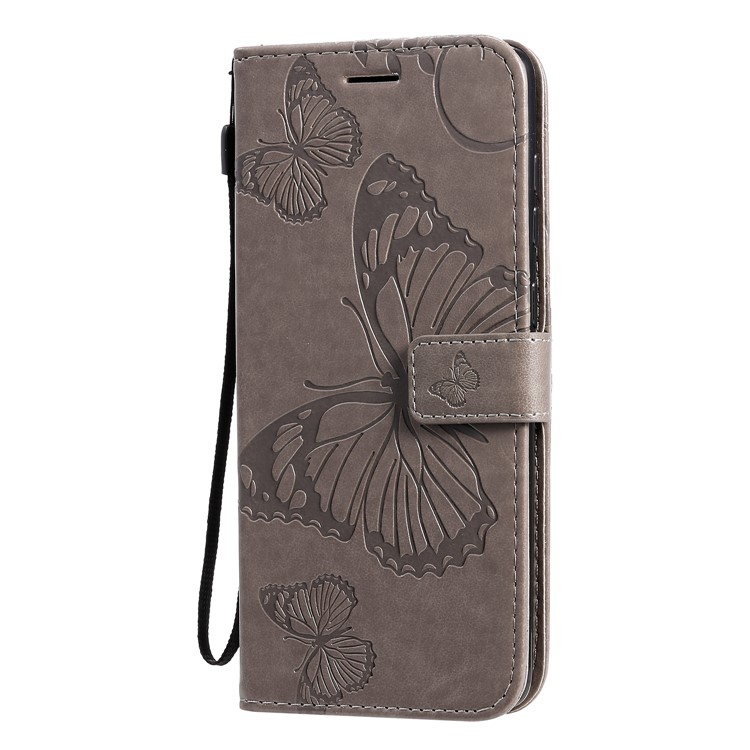 Imprint Butterfly Leather Case for Samsung Galaxy A71 - Grey-3