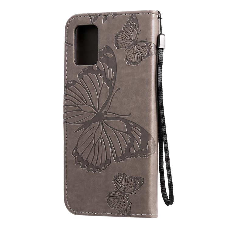 Imprint Butterfly Leather Case for Samsung Galaxy A71 - Grey-4