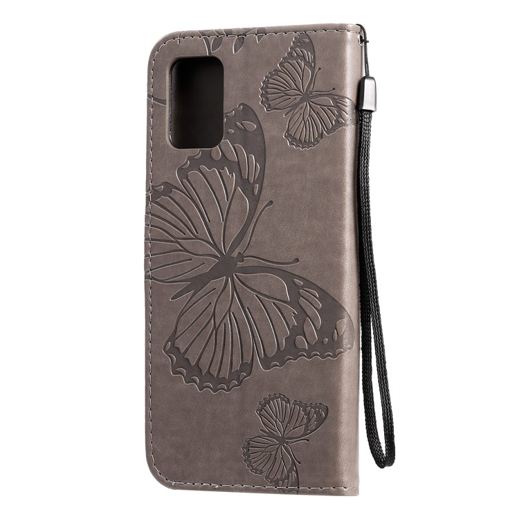 Impresión de KT Flower Series-2 Impresión Case de Cuero de Mariposa Para Samsung Galaxy A71 - Gris-4