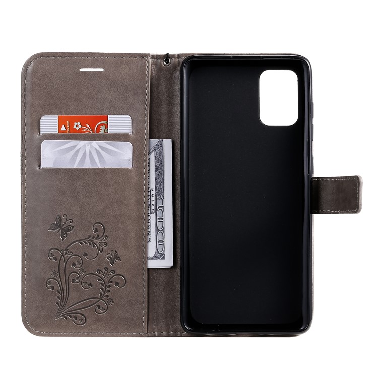 Imprint Butterfly Leather Case for Samsung Galaxy A71 - Grey-5
