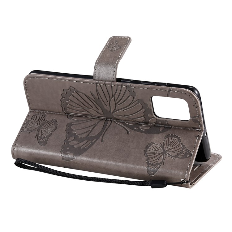 Imprint Butterfly Leather Case for Samsung Galaxy A71 - Grey-6