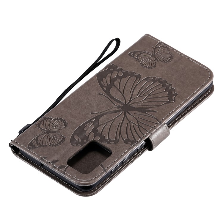 KT Imprinting Flower Series-2 Imprint Butterfly in Pelle Custodia Per Samsung Galaxy A71 - Grigio-9