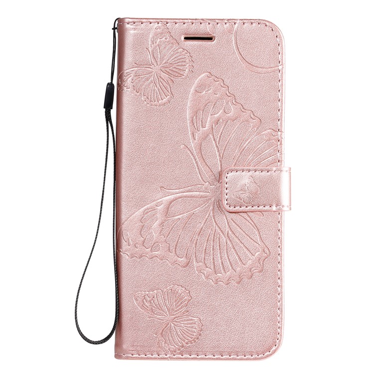 Imprint Butterfly Leather Case for Samsung Galaxy A71 - Rose Gold-2