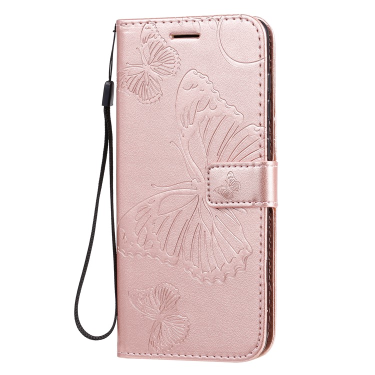 Imprint Butterfly Leather Case for Samsung Galaxy A71 - Rose Gold-3