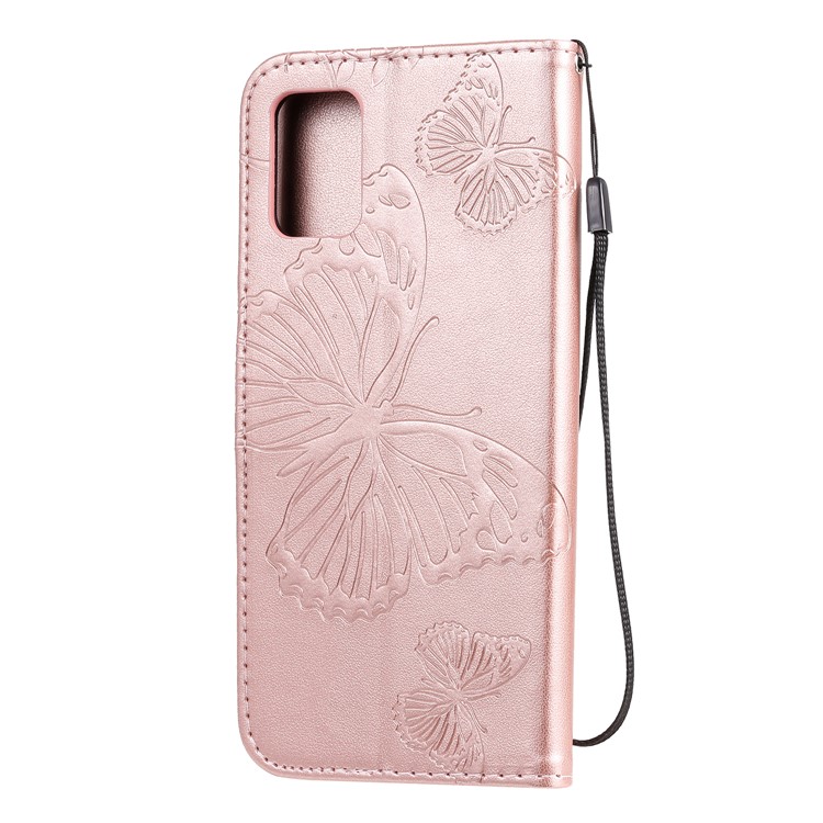 Imprint Butterfly Leather Case for Samsung Galaxy A71 - Rose Gold-4