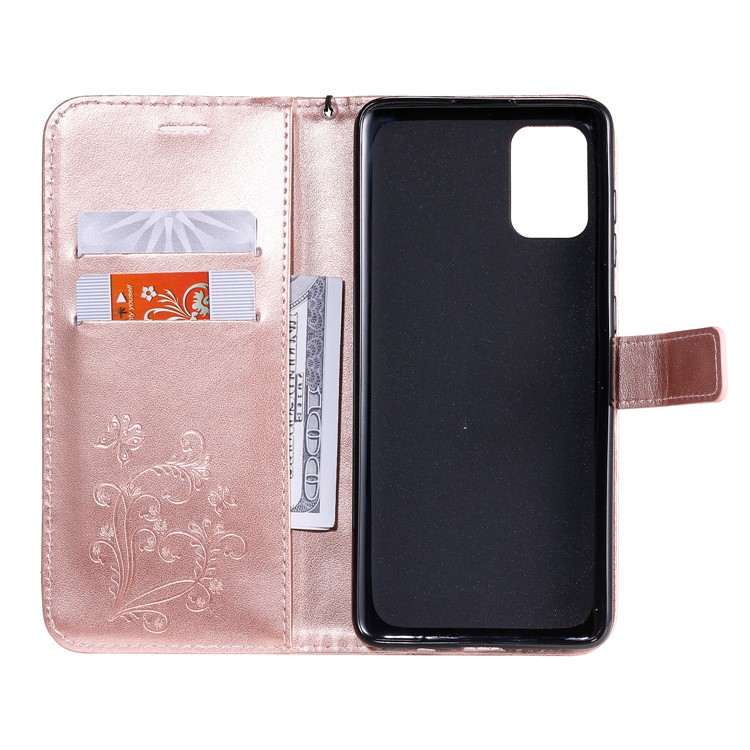 Imprint Butterfly Leather Case for Samsung Galaxy A71 - Rose Gold-5