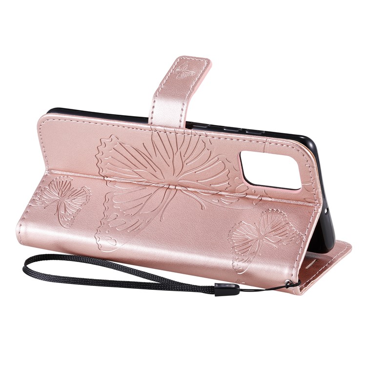 Imprint Butterfly Leather Case for Samsung Galaxy A71 - Rose Gold-6