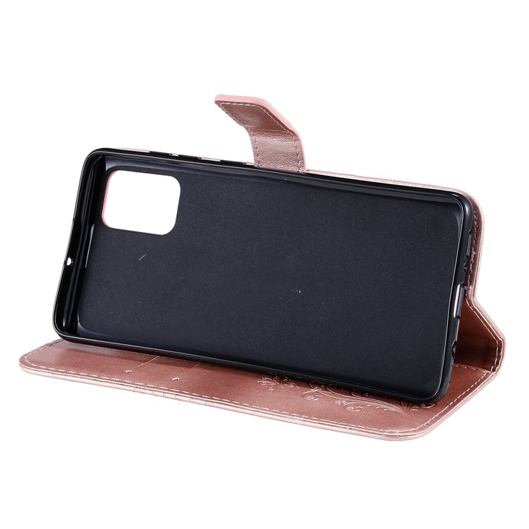 Imprint Butterfly Leather Case for Samsung Galaxy A71 - Rose Gold-7