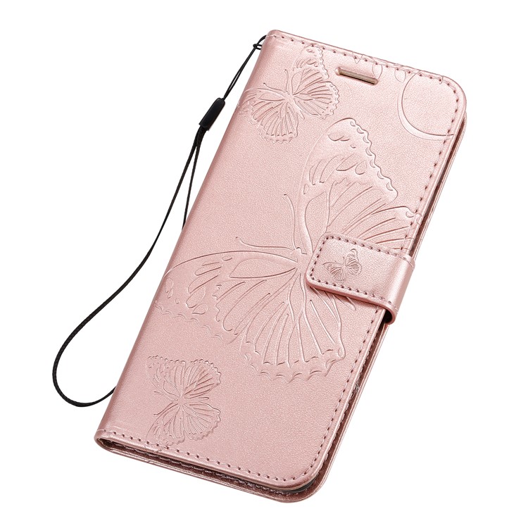 Imprint Butterfly Leather Case for Samsung Galaxy A71 - Rose Gold-8