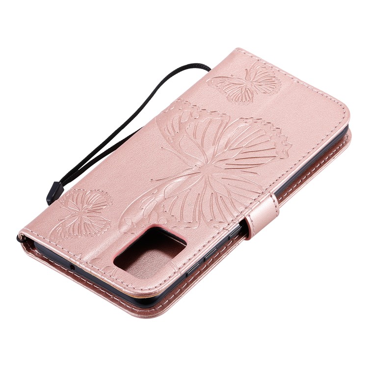Imprint Butterfly Leather Case for Samsung Galaxy A71 - Rose Gold-9