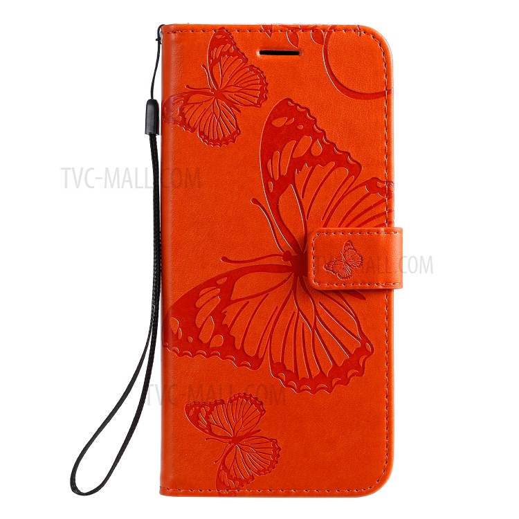 Imprint Butterfly Leather Case for Samsung Galaxy A71 - Orange-2