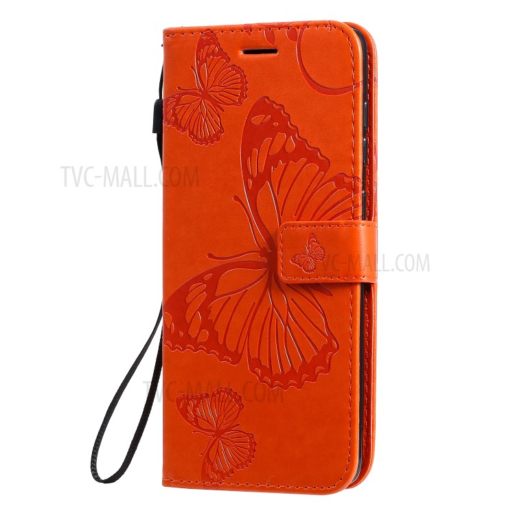 Imprint Butterfly Leather Case for Samsung Galaxy A71 - Orange-3