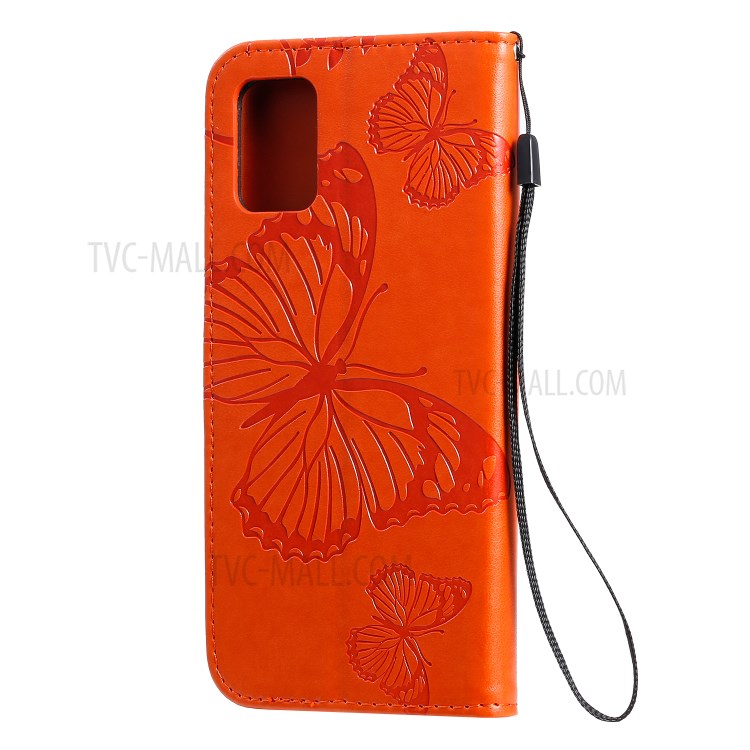 Imprint Butterfly Leather Case for Samsung Galaxy A71 - Orange-4