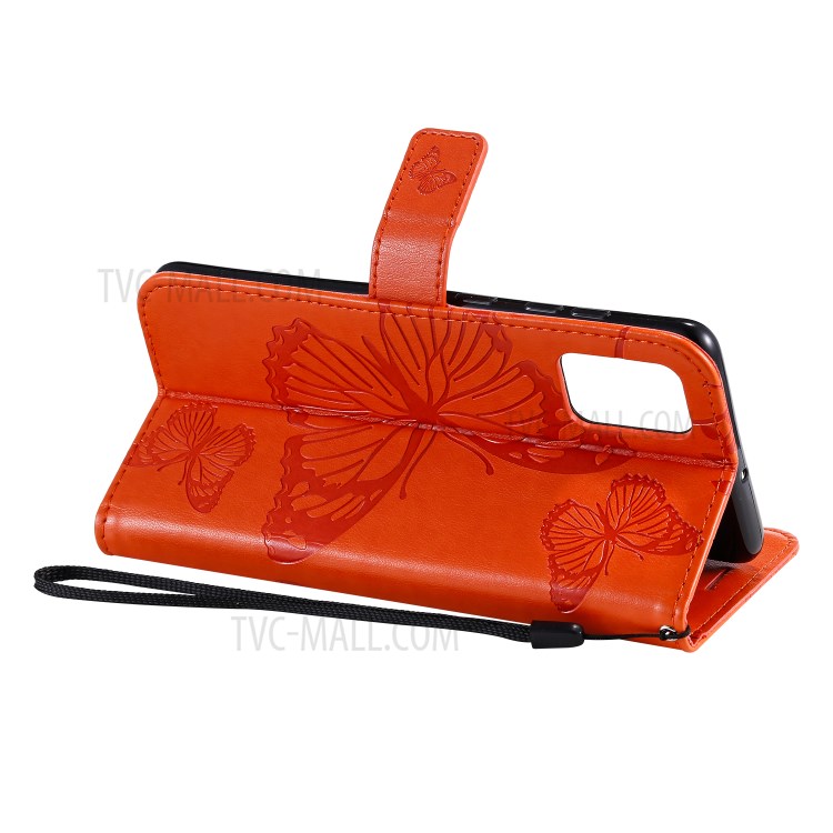 Imprint Butterfly Leather Case for Samsung Galaxy A71 - Orange-6