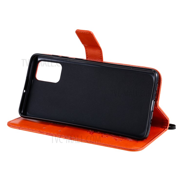 Imprint Butterfly Leather Case for Samsung Galaxy A71 - Orange-7