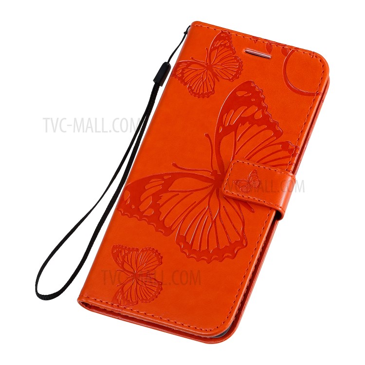 Imprint Butterfly Leather Case for Samsung Galaxy A71 - Orange-8