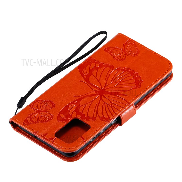 Imprint Butterfly Leather Case for Samsung Galaxy A71 - Orange-9
