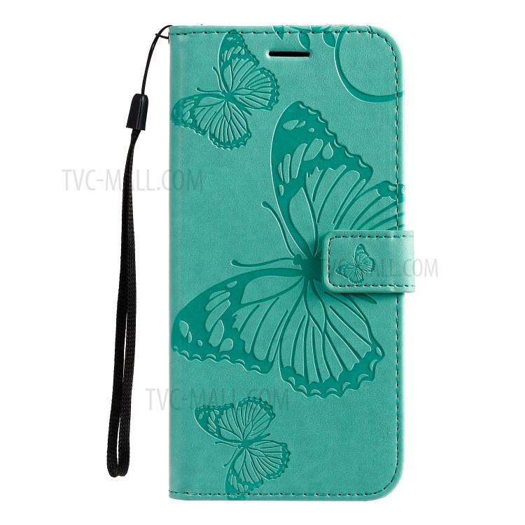 Imprint Butterfly Leather Case for Samsung Galaxy A71 - Green-2