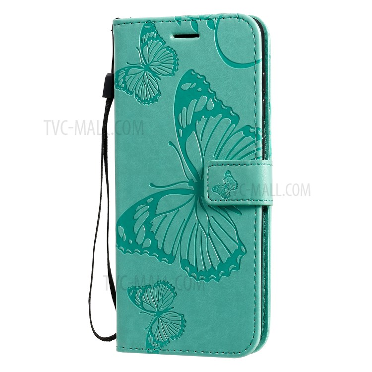 Imprint Butterfly Leather Case for Samsung Galaxy A71 - Green-3