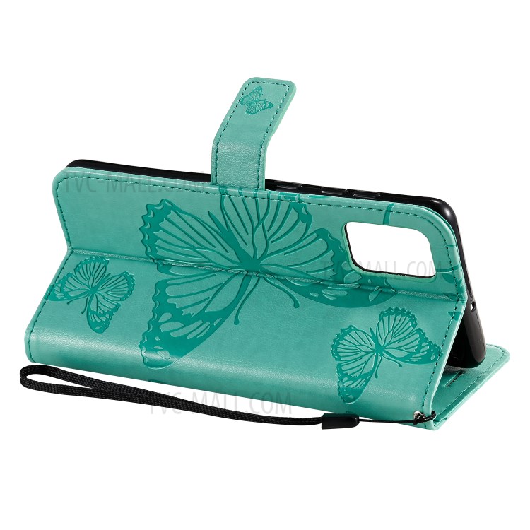 Imprint Butterfly Leather Case for Samsung Galaxy A71 - Green-6