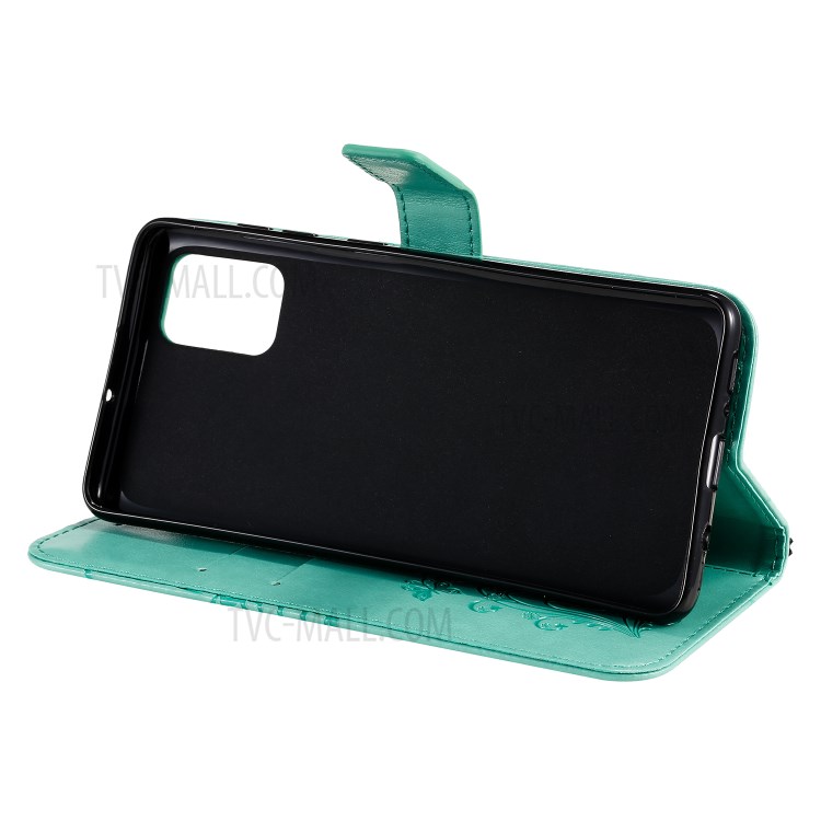 Imprint Butterfly Leather Case for Samsung Galaxy A71 - Green-7