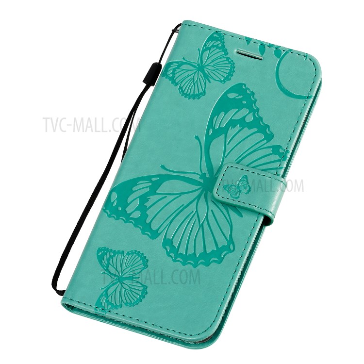Imprint Butterfly Leather Case for Samsung Galaxy A71 - Green-8