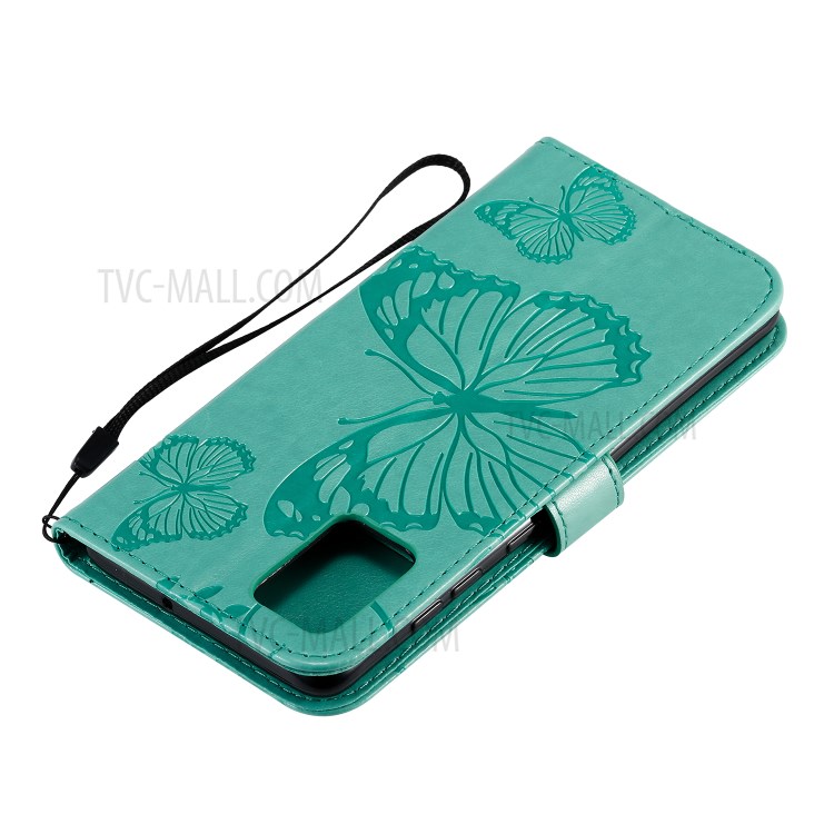 Imprint Butterfly Leather Case for Samsung Galaxy A71 - Green-9