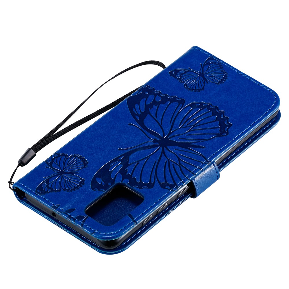 Imprint Butterfly Leather Case for Samsung Galaxy A71 - Blue-10