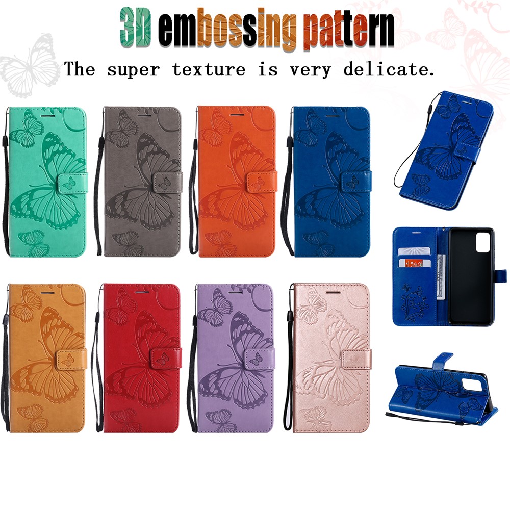 Imprint Butterfly Leather Case for Samsung Galaxy A71 - Blue-12