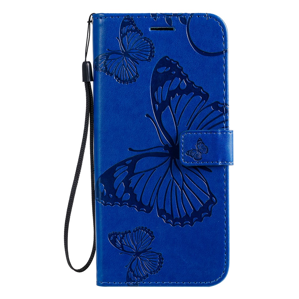 Imprint Butterfly Leather Case for Samsung Galaxy A71 - Blue-2