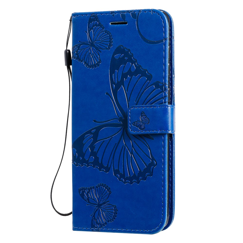 Imprint Butterfly Leather Case for Samsung Galaxy A71 - Blue-3