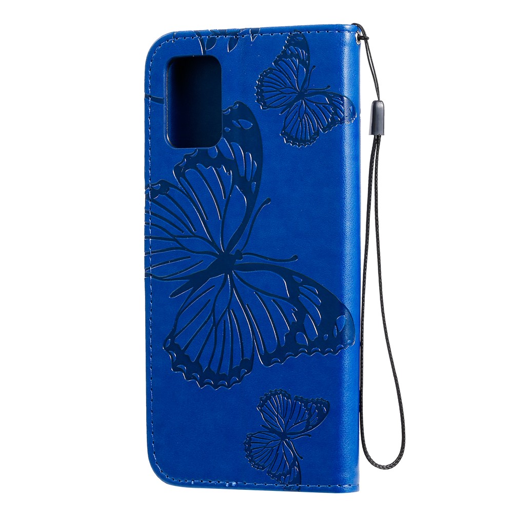 Imprint Butterfly Leather Case for Samsung Galaxy A71 - Blue-4