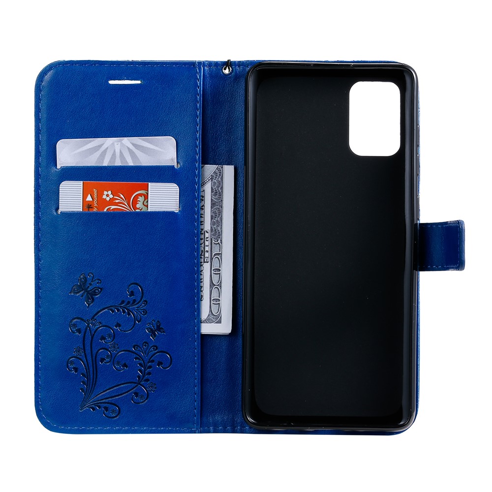 Imprint Butterfly Leather Case for Samsung Galaxy A71 - Blue-5