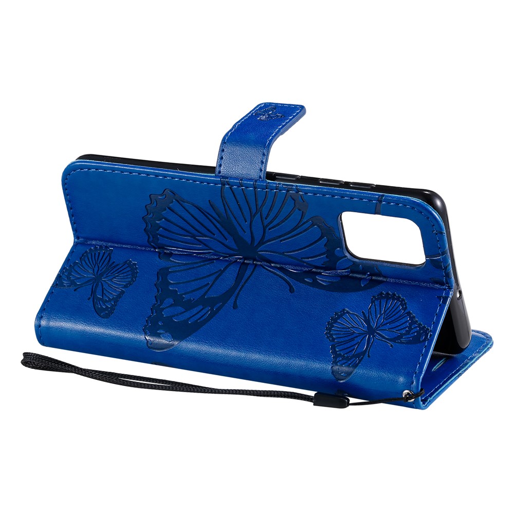 Imprint Butterfly Leather Case for Samsung Galaxy A71 - Blue-6