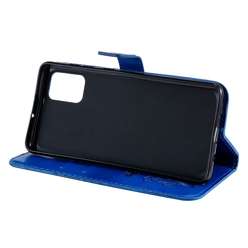 Imprint Butterfly Leather Case for Samsung Galaxy A71 - Blue-7