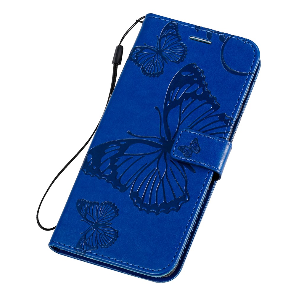 Imprint Butterfly Leather Case for Samsung Galaxy A71 - Blue-8