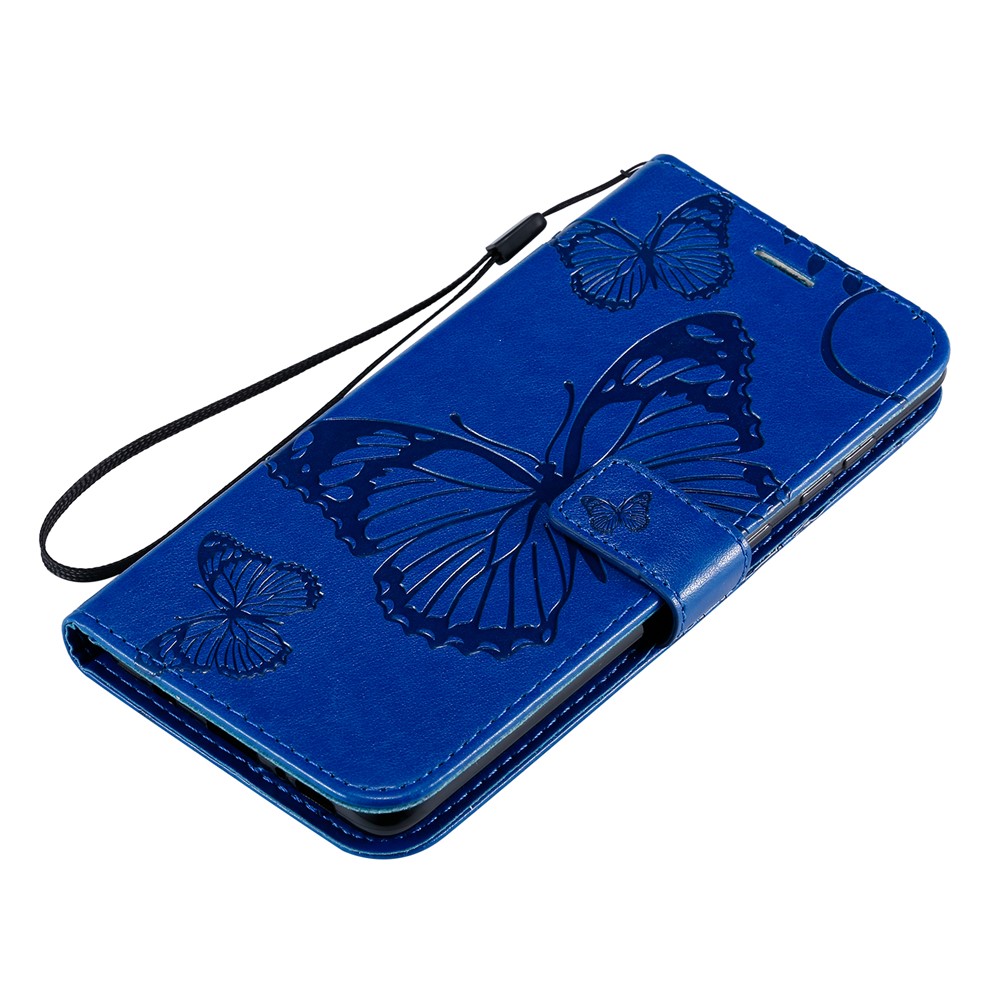 Imprint Butterfly Leather Case for Samsung Galaxy A71 - Blue-9