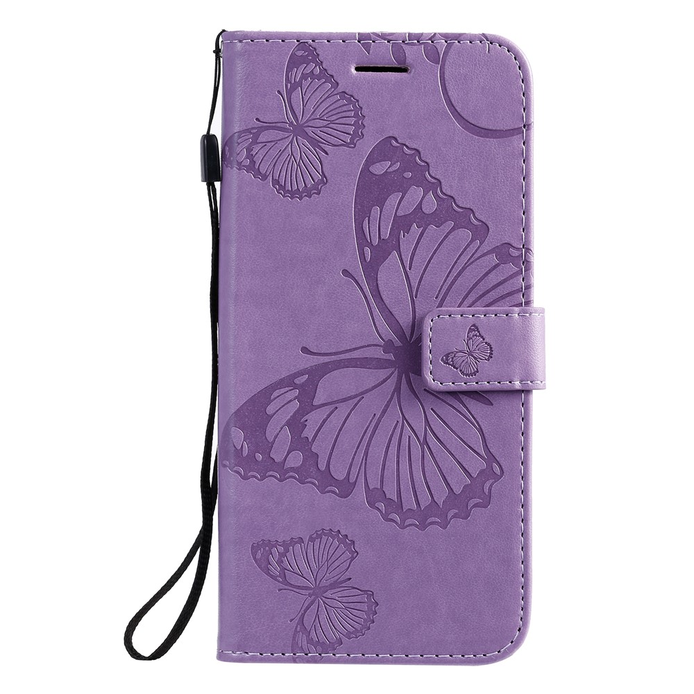 Imprint Butterfly Leather Case for Samsung Galaxy A71 - Purple-2
