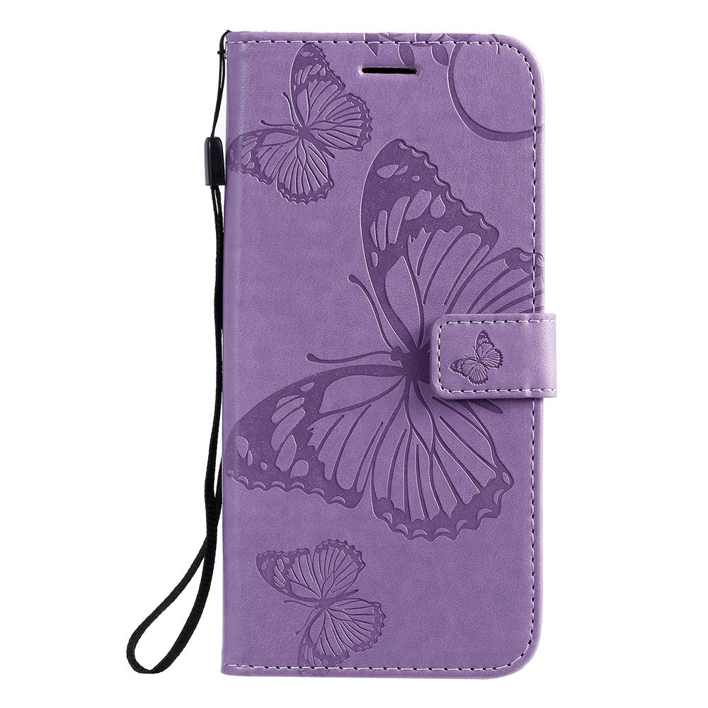 KT Imprinting Flower Series-2 Imprint Butterfly in Pelle Custodia Per Samsung Galaxy A71 - Viola