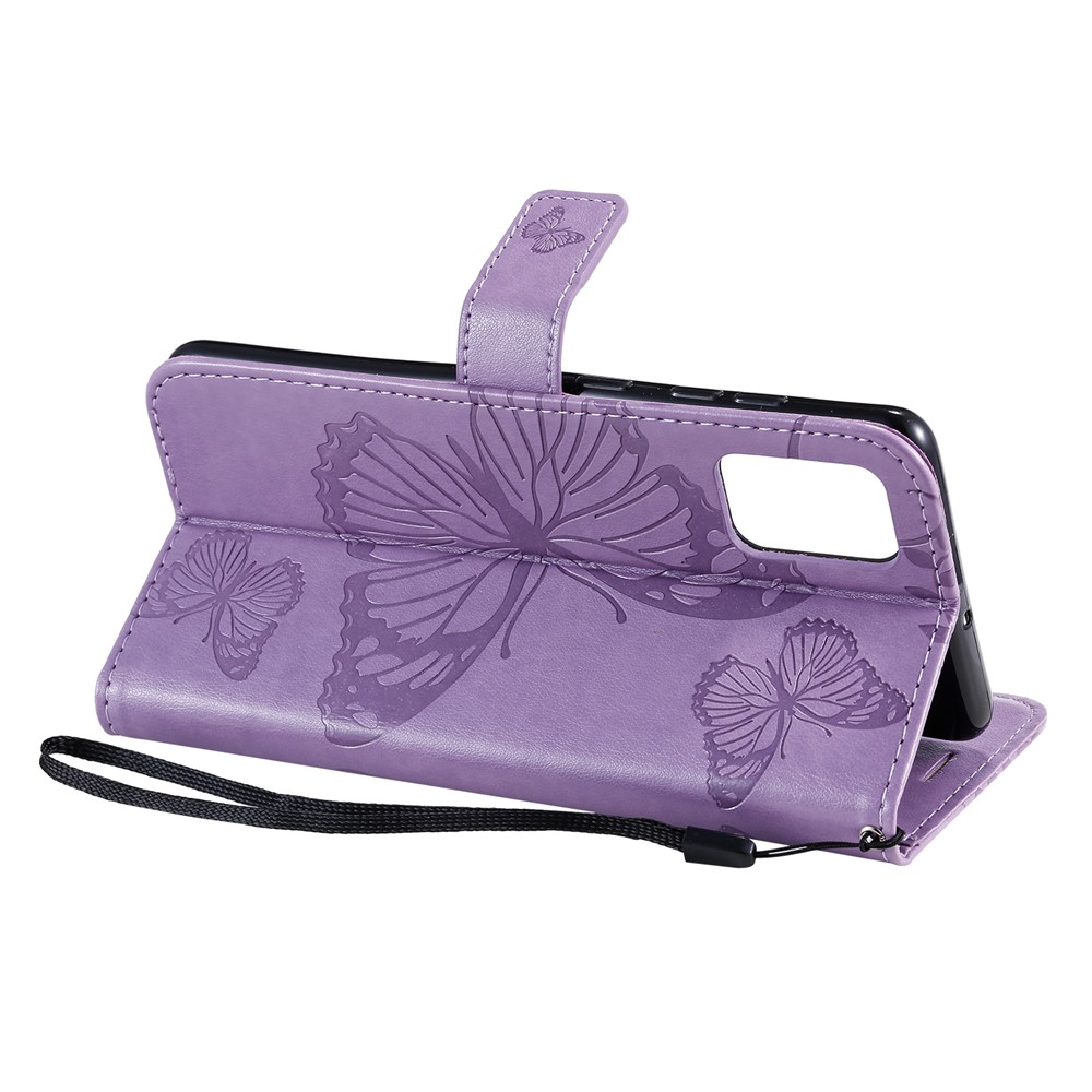 Imprint Butterfly Leather Case for Samsung Galaxy A71 - Purple-6