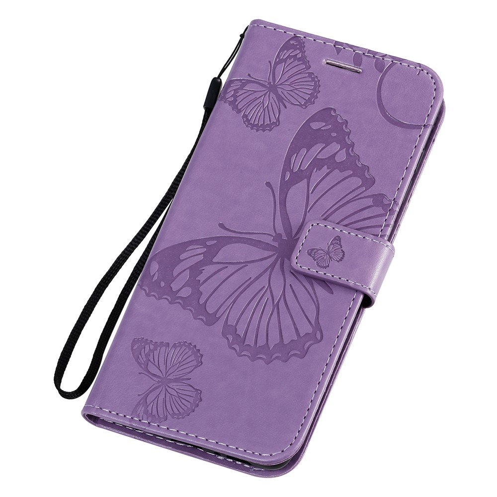 Imprint Butterfly Leather Case for Samsung Galaxy A71 - Purple-8