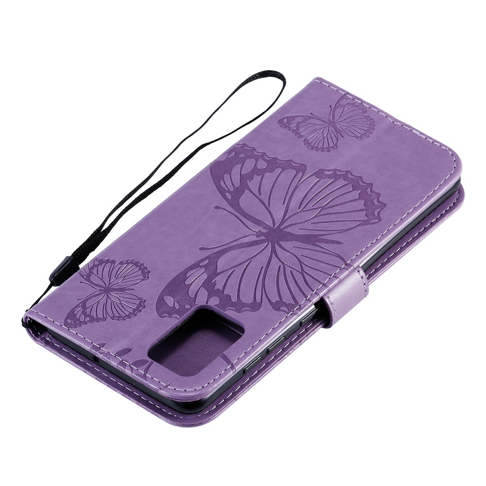 Impresión de KT Flower Series-2 Impresión Case de Cuero de Mariposa Para Samsung Galaxy A71 - Violeta